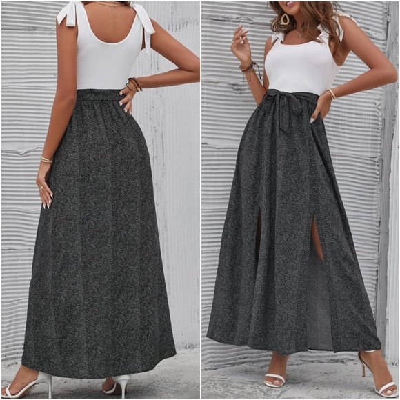 009 Boho Polka Dot Slit Leg Maxi Dress - Picture 2 of 3